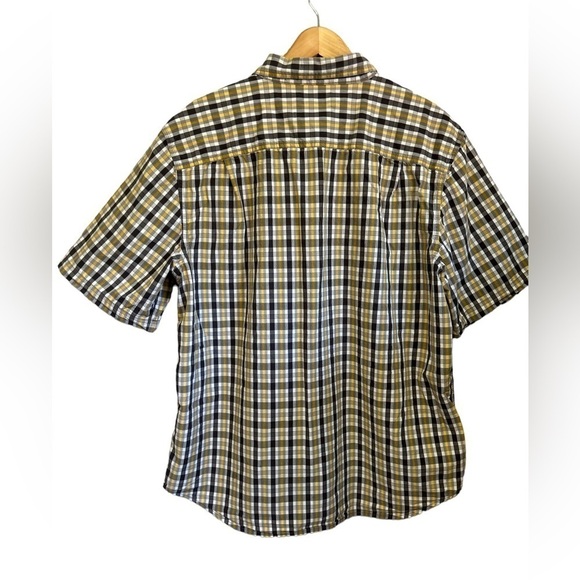 Carhartt Mens Short Sleeve Button Front Shirt Relaxed Fit XL Yellow Black Plaid‎ - Picture 2 of 4